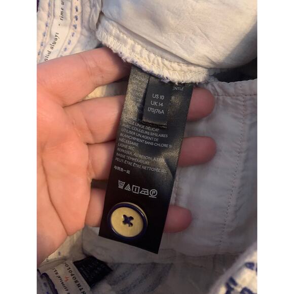 Anthropologie womens size 10 medium essential slim blue white stripe trouser pan - Picture 7 of 9